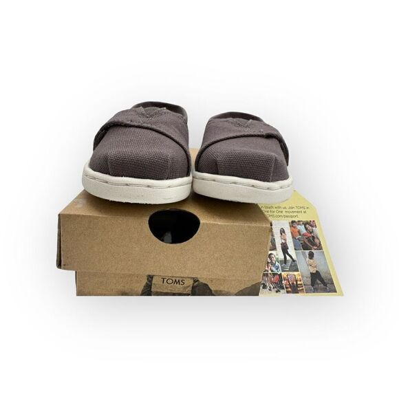 NWT Toms Kids Tiny Classic Hook & Loop Alpargata Sneaker Shoes Ash Canvas Sz T5 - Picture 3 of 10